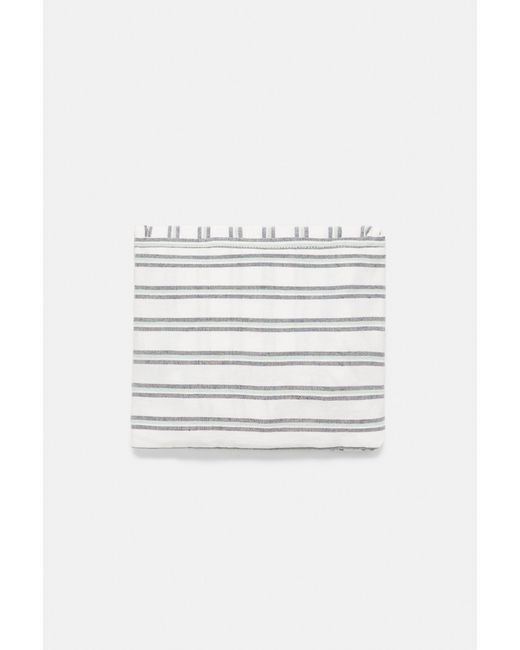 Pull&Bear White Striped Medium Tote Bag for men