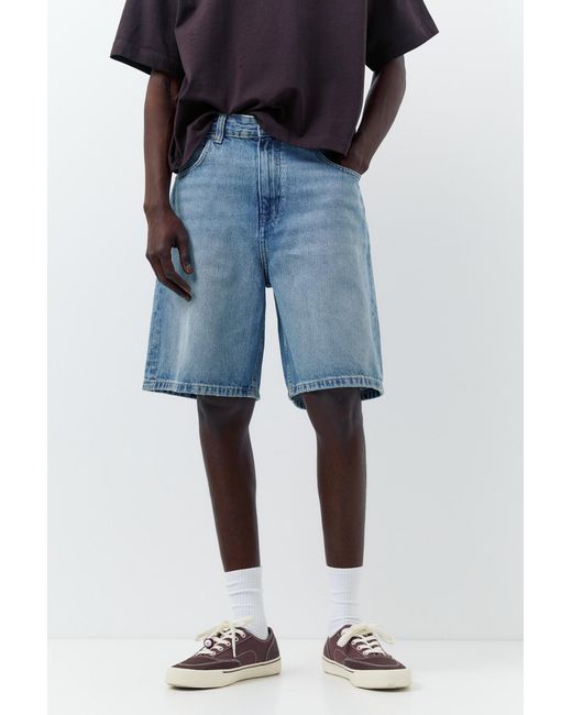 Pull&Bear Blue Baggy Relaxed Fit Denim Bermuda Shorts for men