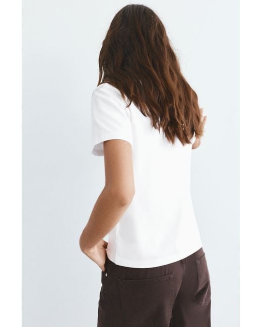 Pull&Bear White Short Sleeve 100% Cotton T-Shirt