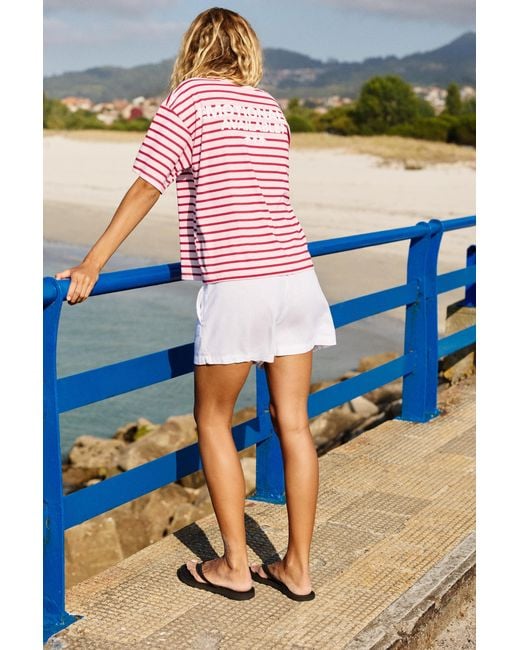 Pull&Bear Blue Oversize Striped T-Shirt