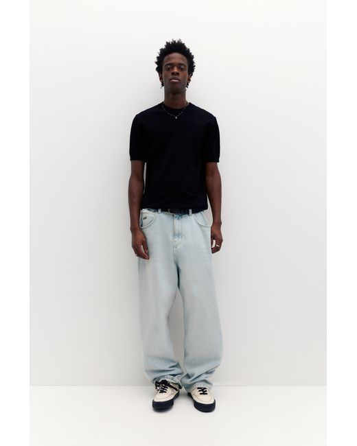 Pull&Bear Black Short Sleeve Jumper for men