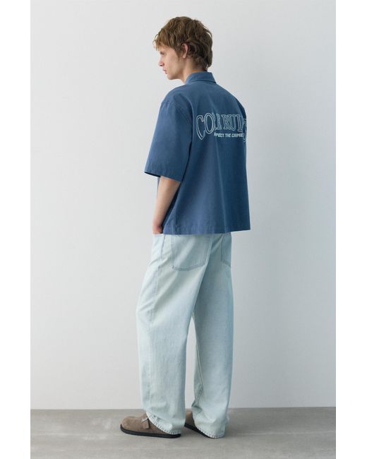 Pull&Bear Stwd Studio Kurzarmhemd in Blue für Herren