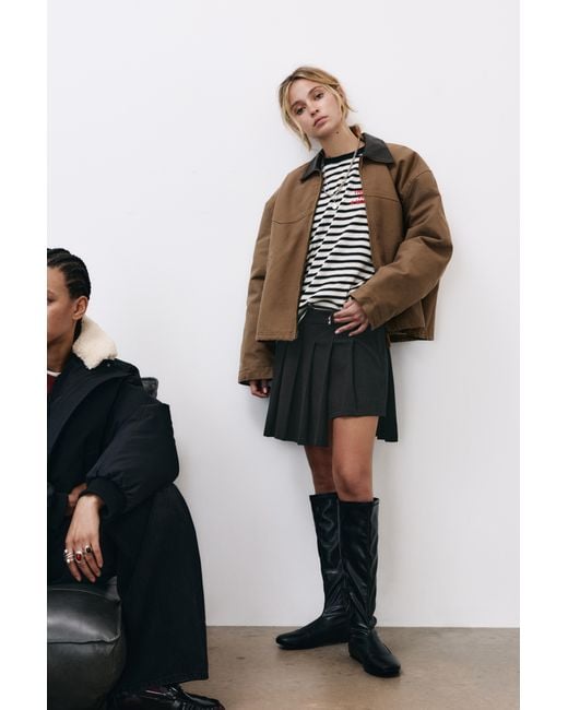 Pull&Bear Blue Asymmetric Pleated Mini Skirt