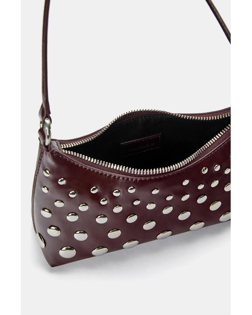 Pull&Bear Purple Schultertasche Mit Nieten