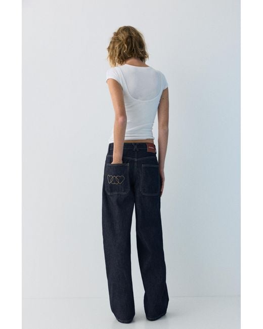 Jeans Barrel Cœurs Pull&Bear en coloris Blue
