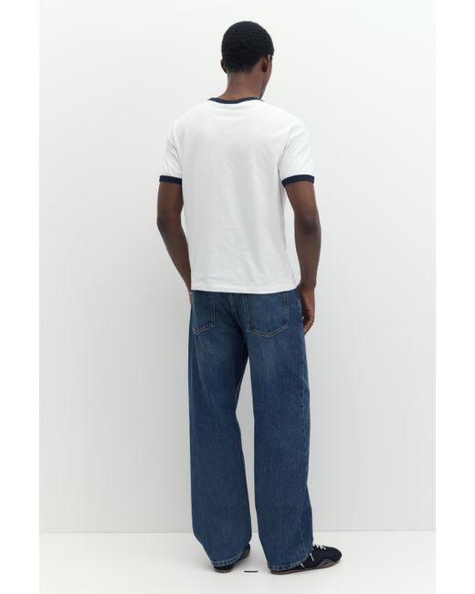 Pull&Bear White Contrast Trim T-Shirt for men