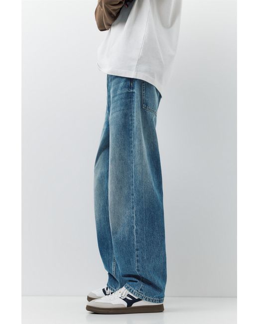 Pull&Bear Blue Baggy Jeans for men
