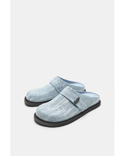 Pull&Bear Green Stwd Denim Clogs for men