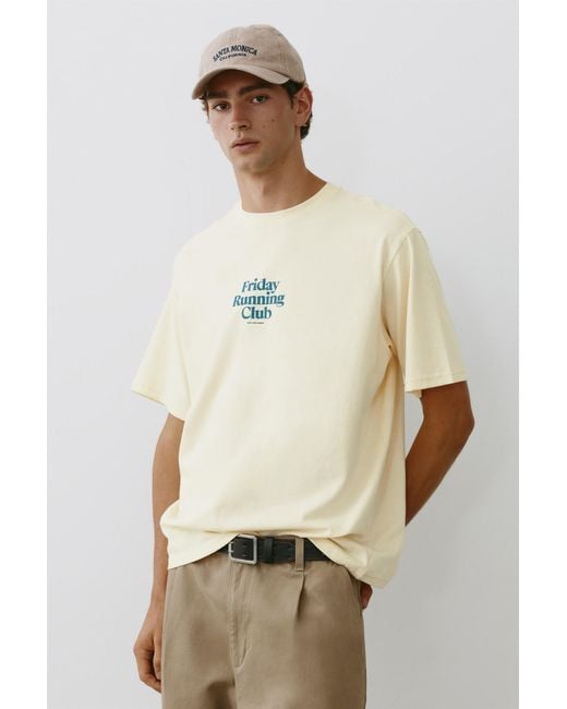Pull&Bear Natural Friday Running Club Graphic T-Shirt for men