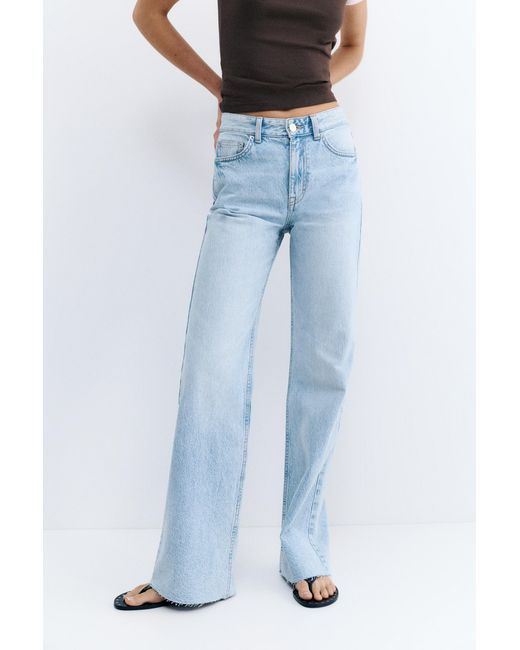 Pull&Bear Blue High-Waist Wide-Leg Jeans