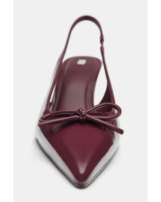 Pull&Bear Red Patent High-Heel Shoes With Bow