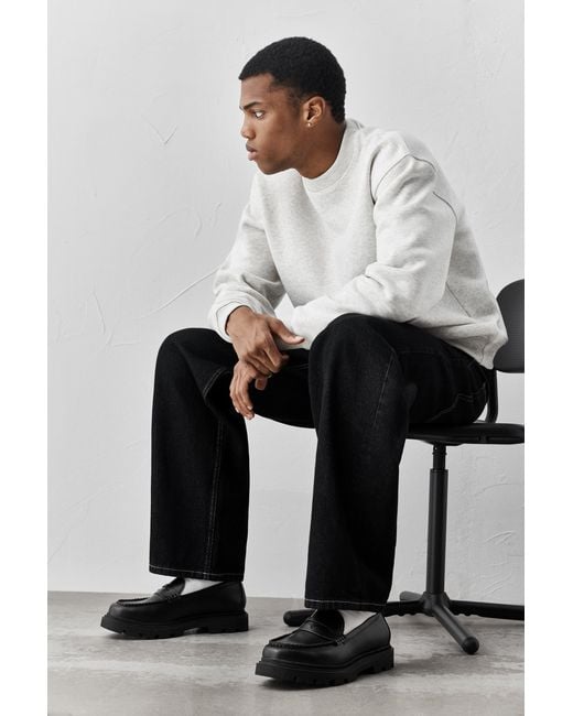 Pull&Bear Black Chunky Sole Loafers for men