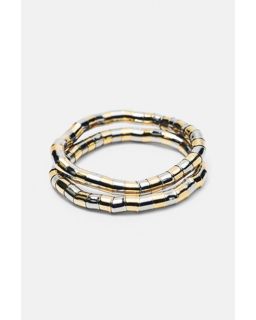 Pull&Bear Metallic Pack Elastische Armbänder, Metallisiert
