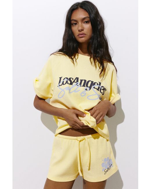 Short Texturé Fleur Pull&Bear en coloris Yellow