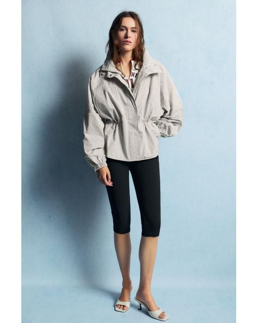 Pull&Bear White High-Neck Ruched Jacket