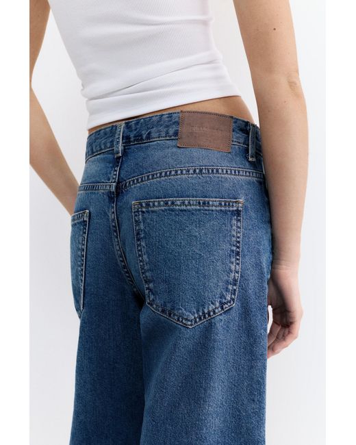 Pull&Bear Blue Low-Rise Barrel Jeans