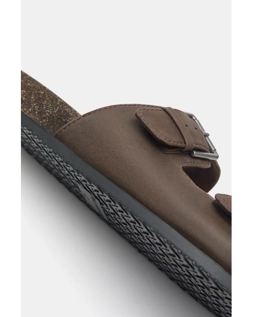 Pull&Bear White Buckled Flat Sandals for men