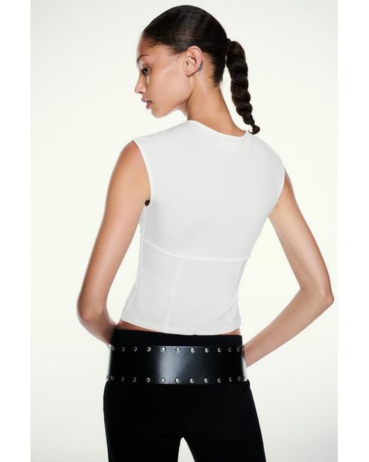 Pull&Bear Blue Gathered Tie-Neck Top