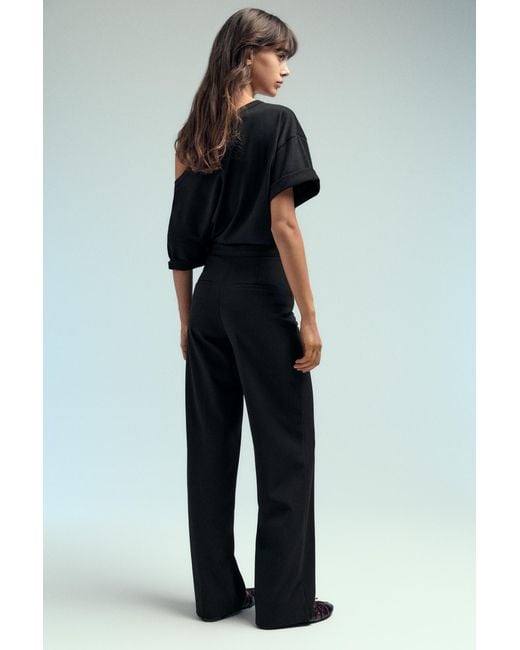 Pull&Bear Blue Wide-Leg Darted Trousers