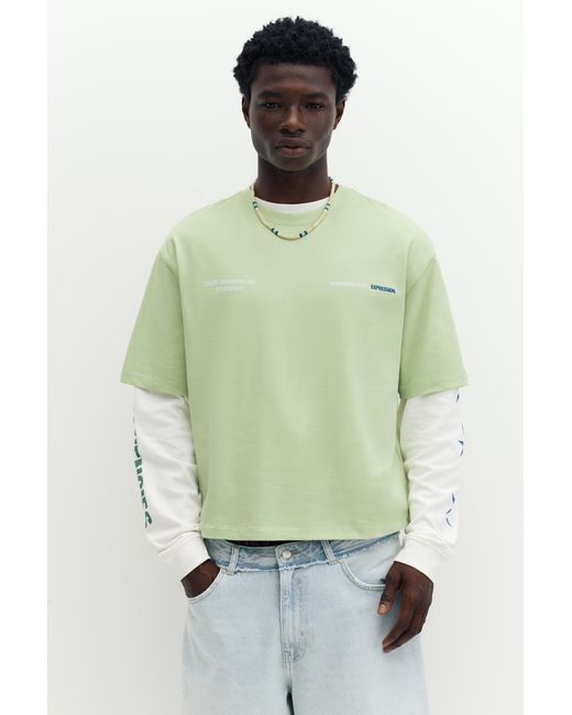 Pull&Bear Green Stwd Graphic T-Shirt for men
