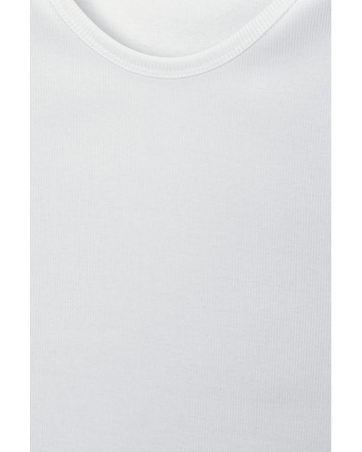 Pull&Bear White Ribbed Tank Top for men