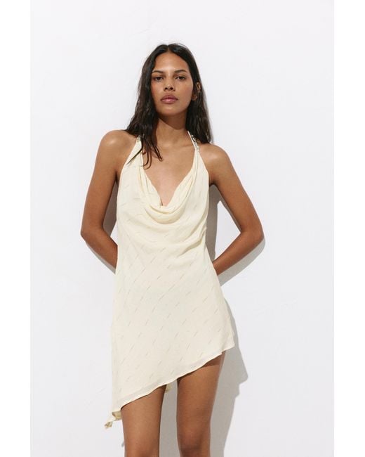 Pull&Bear Brown Short Asymmetric Halter Dress