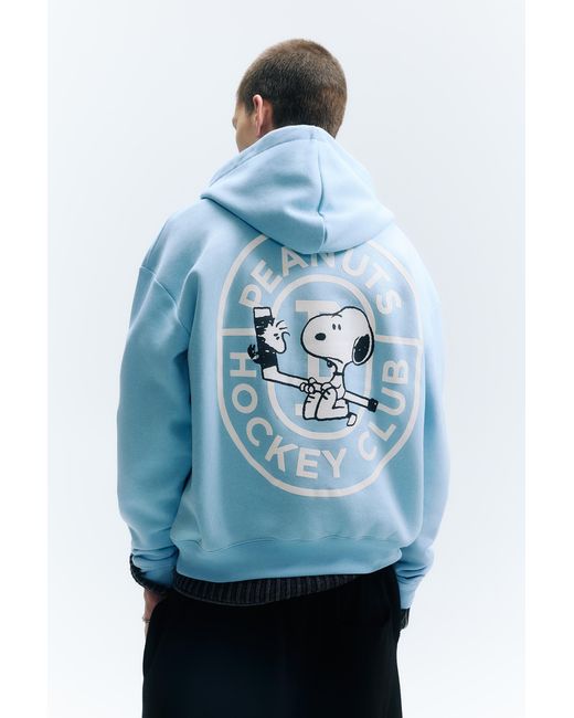 Pull&Bear Blue Peanuts Hoodie for men