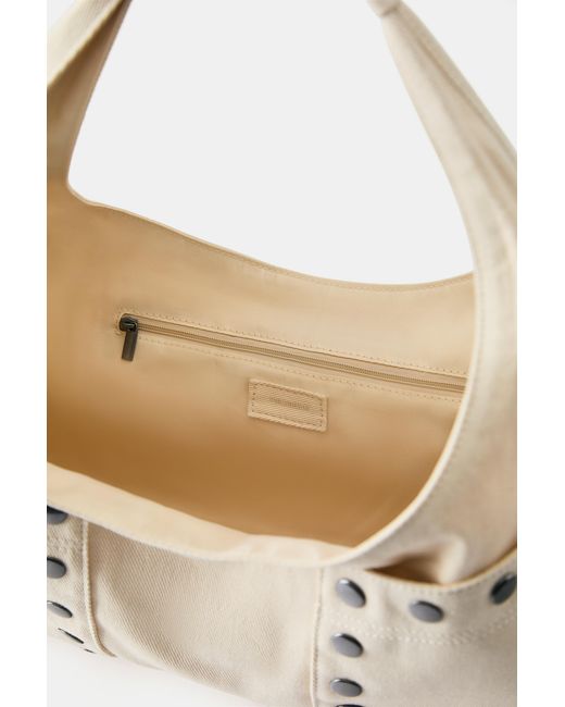 Pull&Bear Natural Studded Shoulder Bag