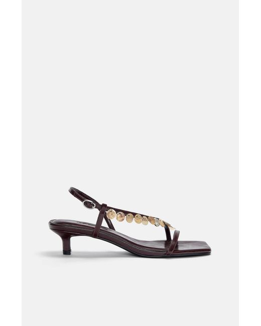 Pull&Bear White High-Heel Beaded Sandals