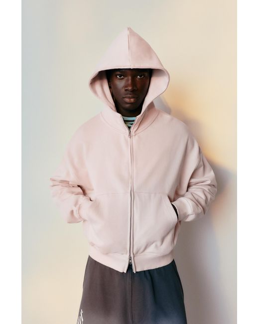 Pull&Bear Natural Oversize Zip-Up Hoodie for men