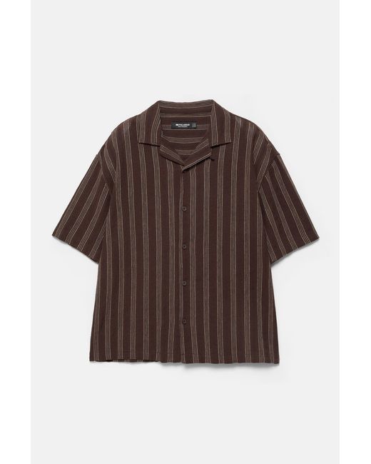 Pull&Bear Multicolor Striped Short Sleeve Shirt for men