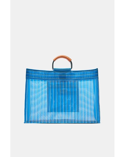 Pull&Bear Blue Striped Tote Bag