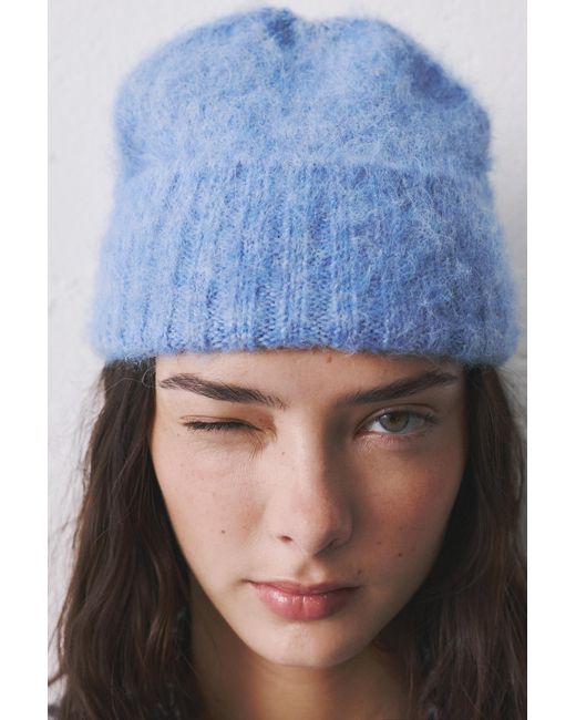 Pull&Bear Blue Kurze Beanie-Mütze Aus Strick