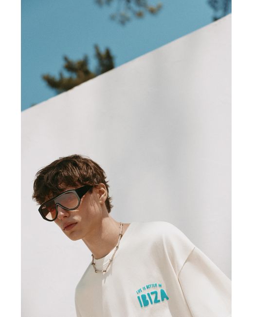 Pull&Bear White Boxy-Fit Ibiza Graphic T-Shirt for men