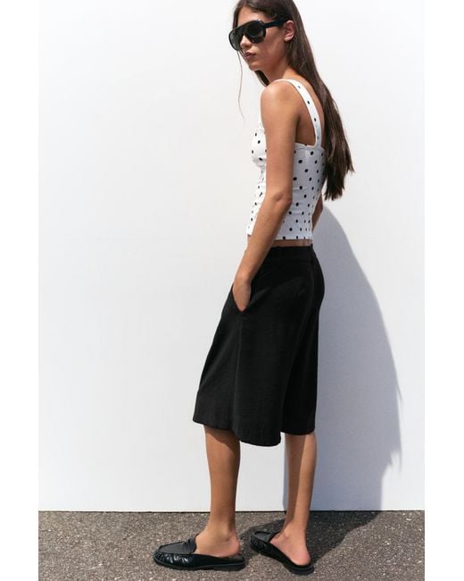 Pull&Bear White Long Pleated Bermuda Shorts