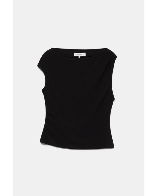 Pull&Bear Black Gathered Asymmetric Top