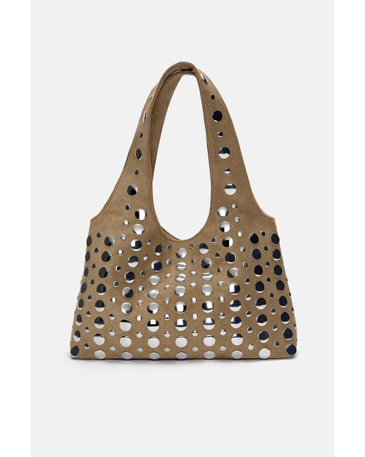 Pull&Bear Natural Shopper-Tasche Mit Nieten