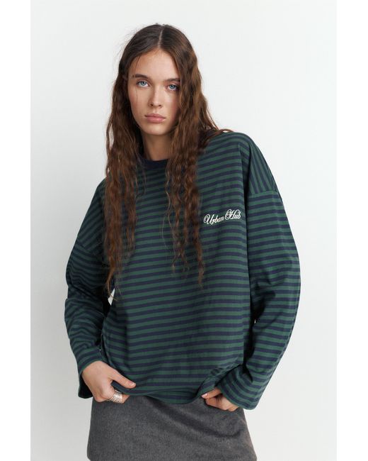 Pull&Bear Blue Striped T-Shirt With Text