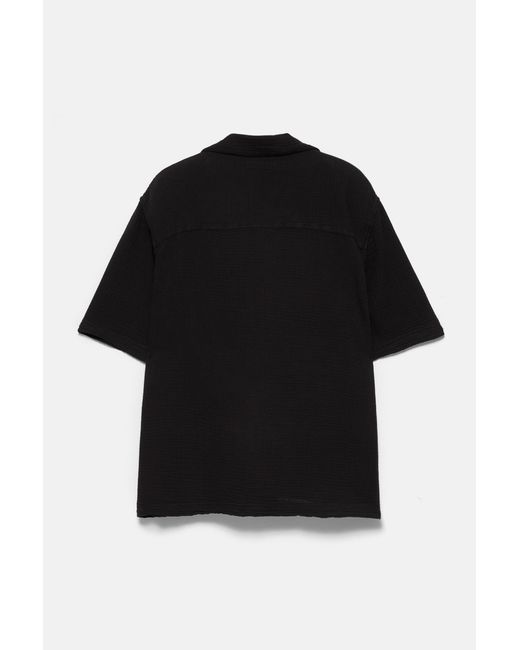 Camicia Maniche Corte Bambula di Pull&Bear in Black da Uomo