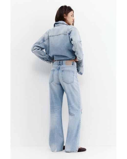 Pull&Bear Blue Boyfriend Ripped Jeans