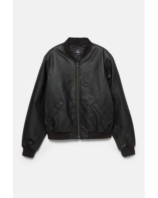 Pull&Bear Bomberjacke Aus Kunstleder in Black für Herren