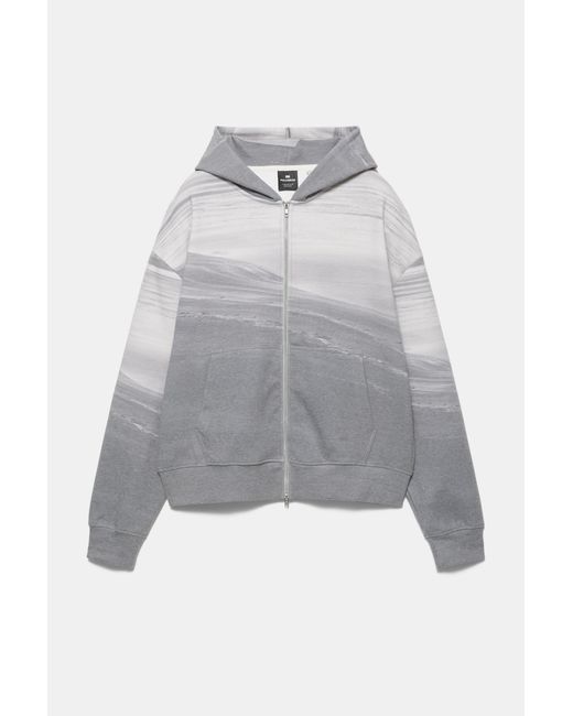 Pull&Bear Gray Interlock Zip-Up Hoodie for men