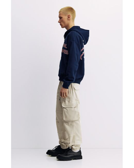 Pull&Bear Blue Multi-Pocket Comfort Jogger Trousers for men