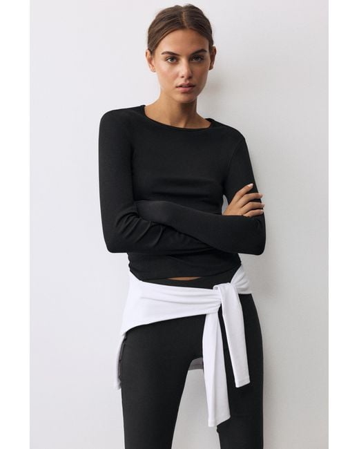 Pull&Bear Black Fitted Long Sleeve T-Shirt