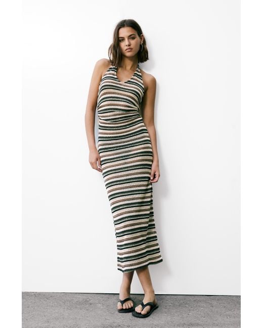 Pull&Bear White Midi Dress With Sequins