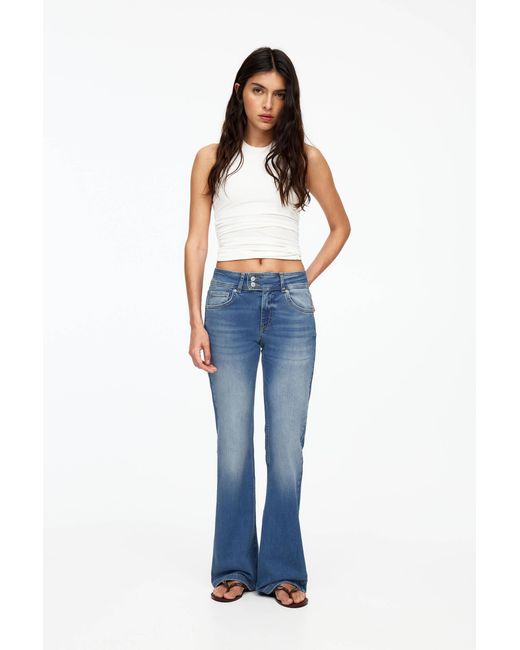 Pull&Bear Blue Bootcut-Jeans Mit Niedrigem Bund
