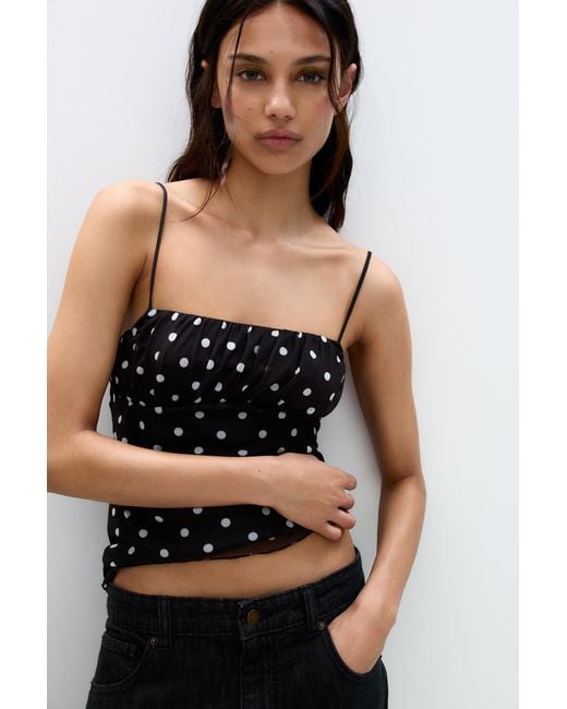 Pull&Bear Black Strappy Polka Dot Top