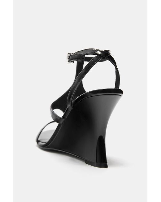 Pull&Bear Black Karoline Vitto Leather Wedge Sandals