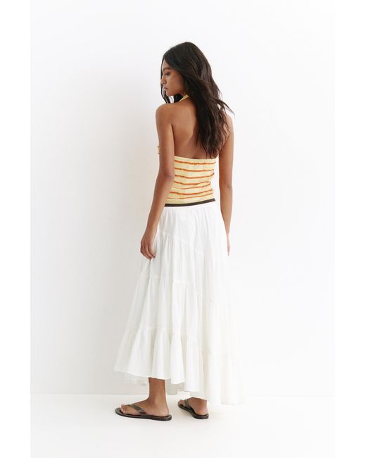 Pull&Bear Witte Asymmetrische Midirok in het White