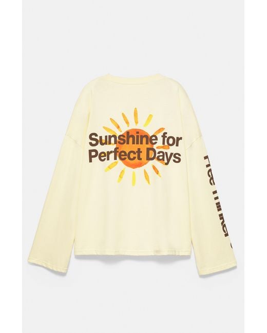 Pull&Bear Yellow Oversize Sun Graphic T-Shirt